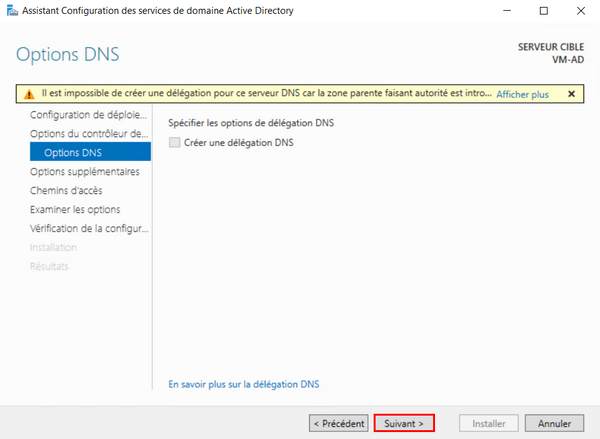 Création d'une délégation DNS