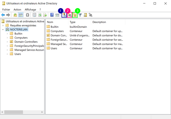 Console Utilisateurs et ordinateurs Active Directory