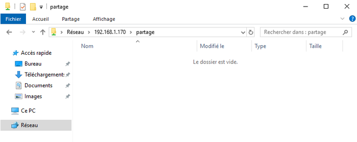 Accès au partage de fichiers