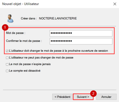 Création d'un utilisateur
