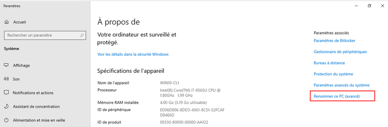 Paramètres du système