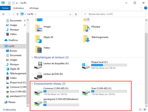 Lecteurs réseau montés via le script