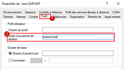 Réglage du script d'ouverture de session pour chaque utilisateur