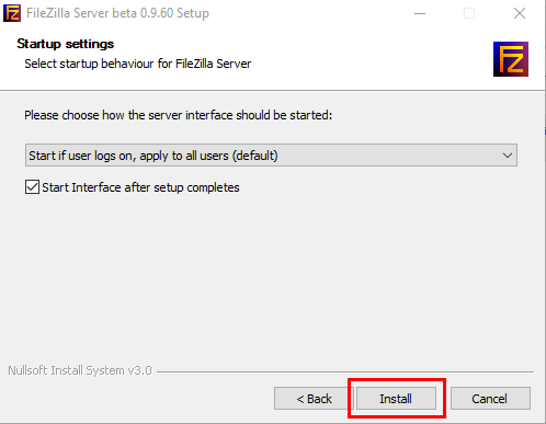  Configuration du démarrage du serveur