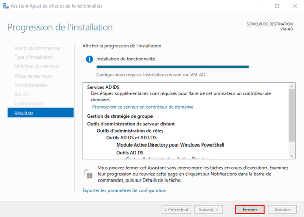 Installation du rôle AD DS