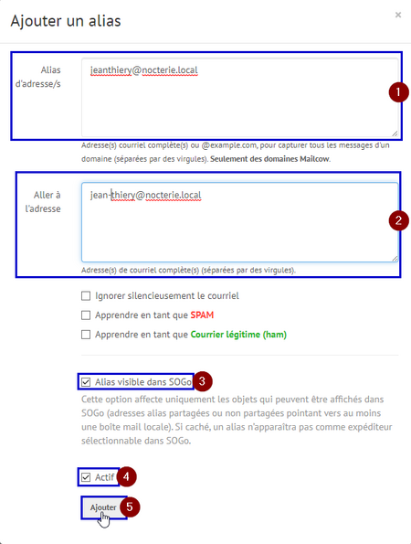 Ajouter un alias de messagerie