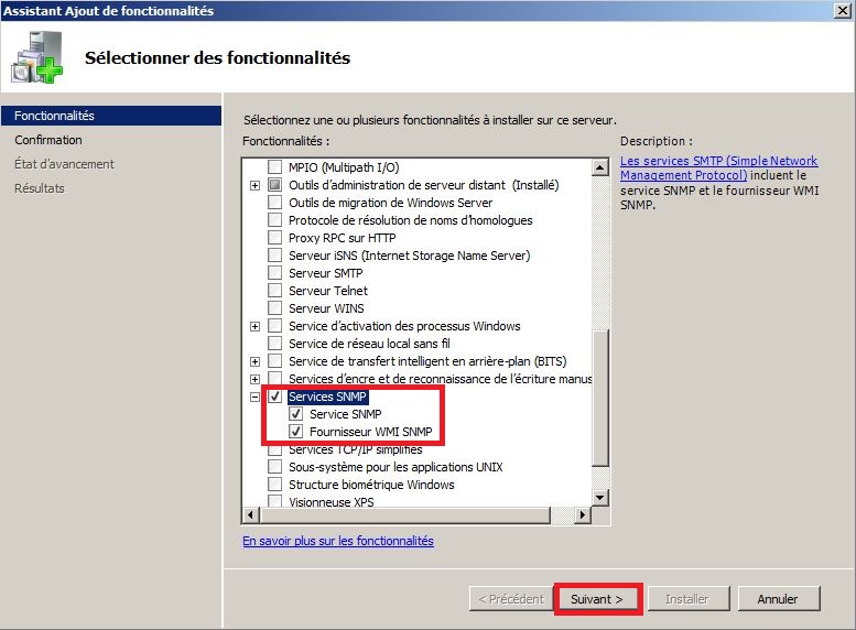 Ajout des fonctionnalités SNMP au serveur