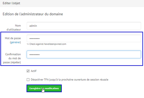 Changer le mot de passe admin 2