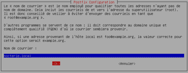 Renseignement du nom de courrier