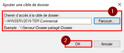 Ajout du répertoire Commercial du serveur de fichiers 1