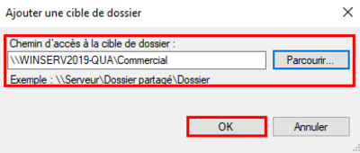 Ajout du répertoire Commercial du serveur de fichiers 2