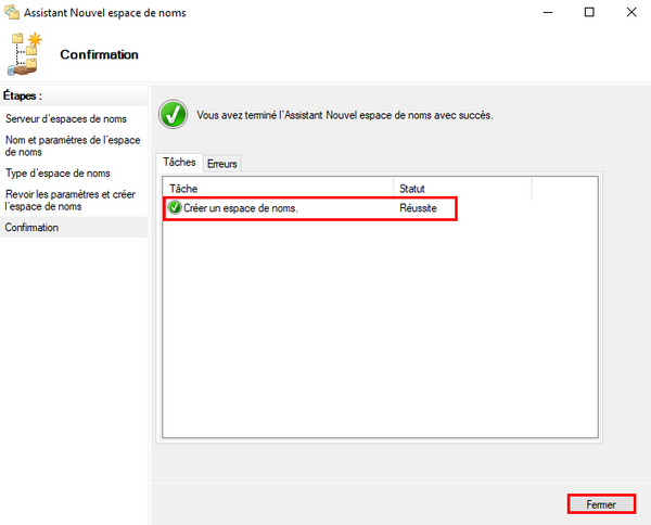 Création d'un nouvel espace de noms (6)