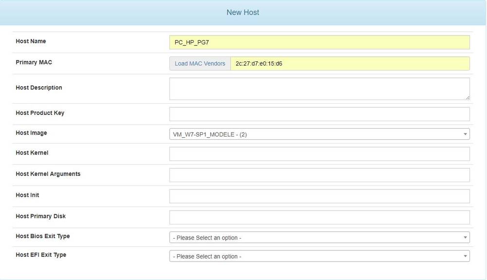  Configuration d'un nouvel hôte