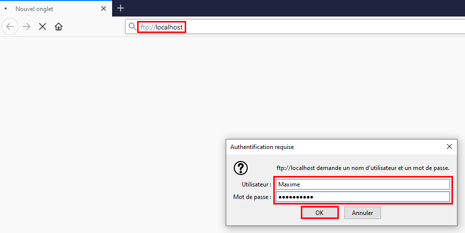  Connexion au serveur FTP depuis Firefox