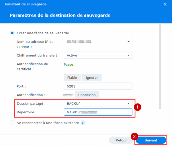 Réglage de la destination de sauvegarde