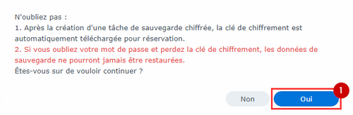 Confirmation de la clé