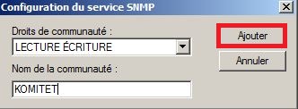 Ajout d'une communauté SNMP