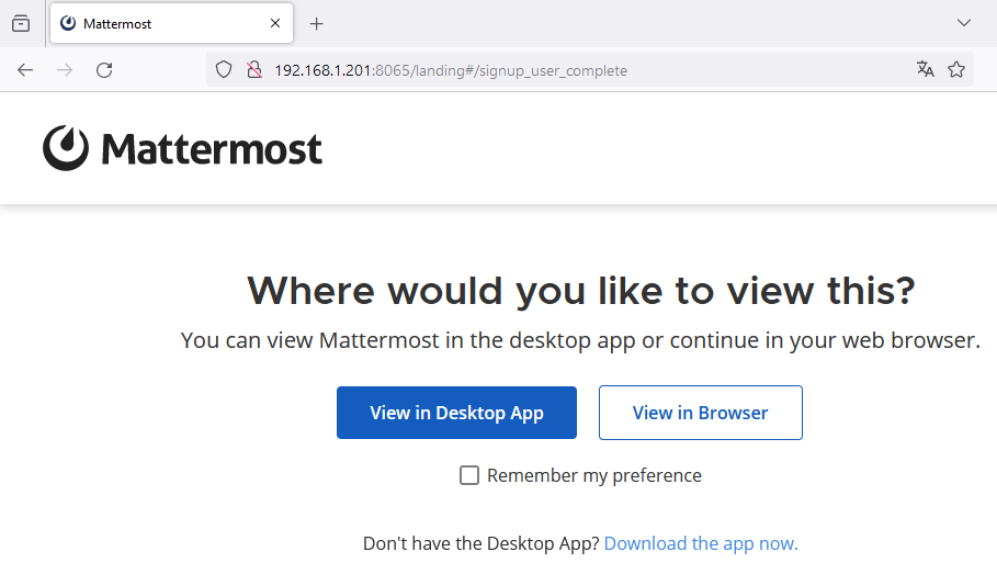 Interface Web de Mattermost