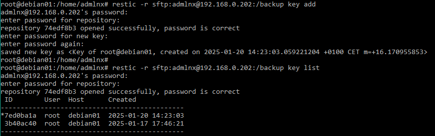 Supprimer un mot de passe Restic