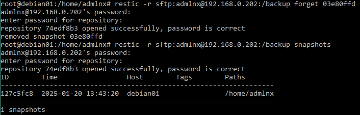 Suppression d'une sauvegarde de la liste