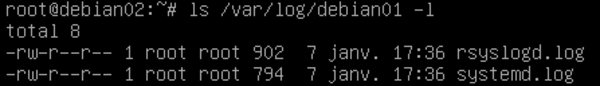 On constate que des logs ont été reçus depuis la machine debian01
