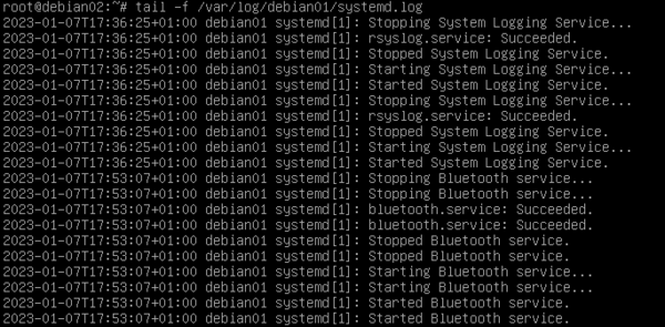 Contenu du fichier systemd.log du client en direct