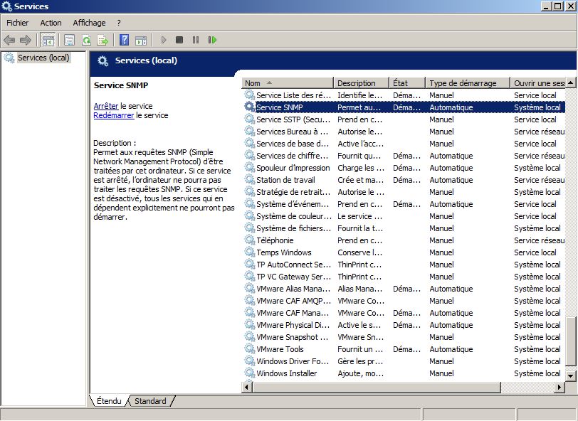 Console des services Windows