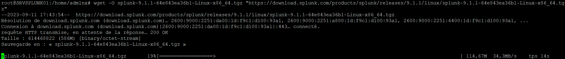 Téléchargement de Splunk