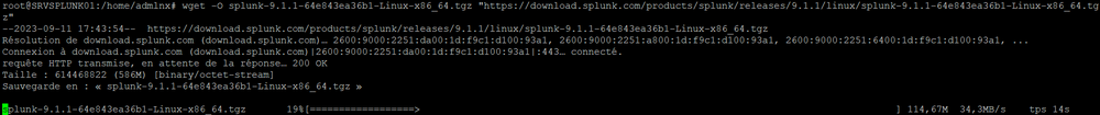 Téléchargement de Splunk