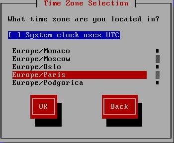Choix du fuseau horaire
