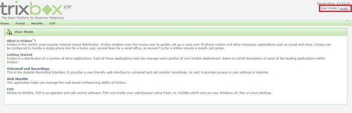 Interface web TrixBox
