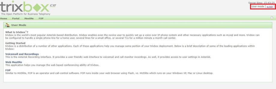 Interface web TrixBox