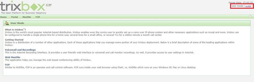 Interface web TrixBox