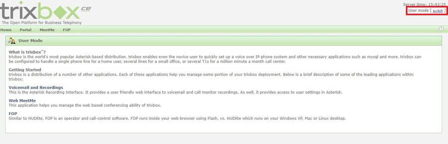 Interface web TrixBox