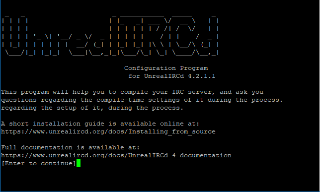  Début de la configuration du service IRC